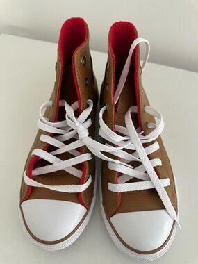Converse Kids High-Top Sneakers in Brown with Red Lining